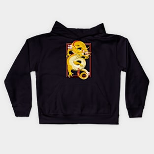 Yellow Golden Chinese Dragon Kids Hoodie